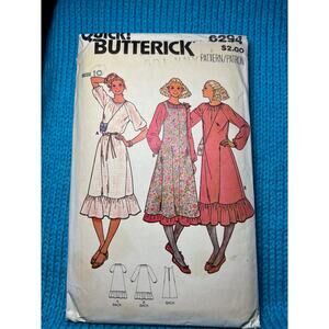 Butterick Sewing Pattern 6294 dress f A line ruffle hem jumper 1970s size 10